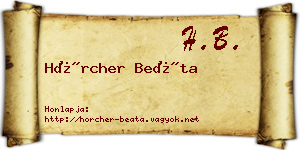 Hörcher Beáta névjegykártya